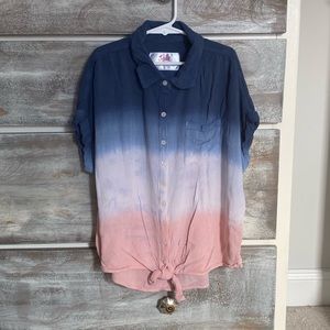 LAST CALL! Justice Dip Dye Cuffed Sleeve Top